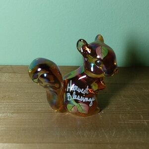Fenton Glass Harvest Blessings squirrel figurine hand painted signed by artist